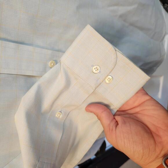 Brooks Brothers Slim Fit Non-Iron Dress Shirt - Light Blue Plaid- 16 4/5 - Picture 3 of 9